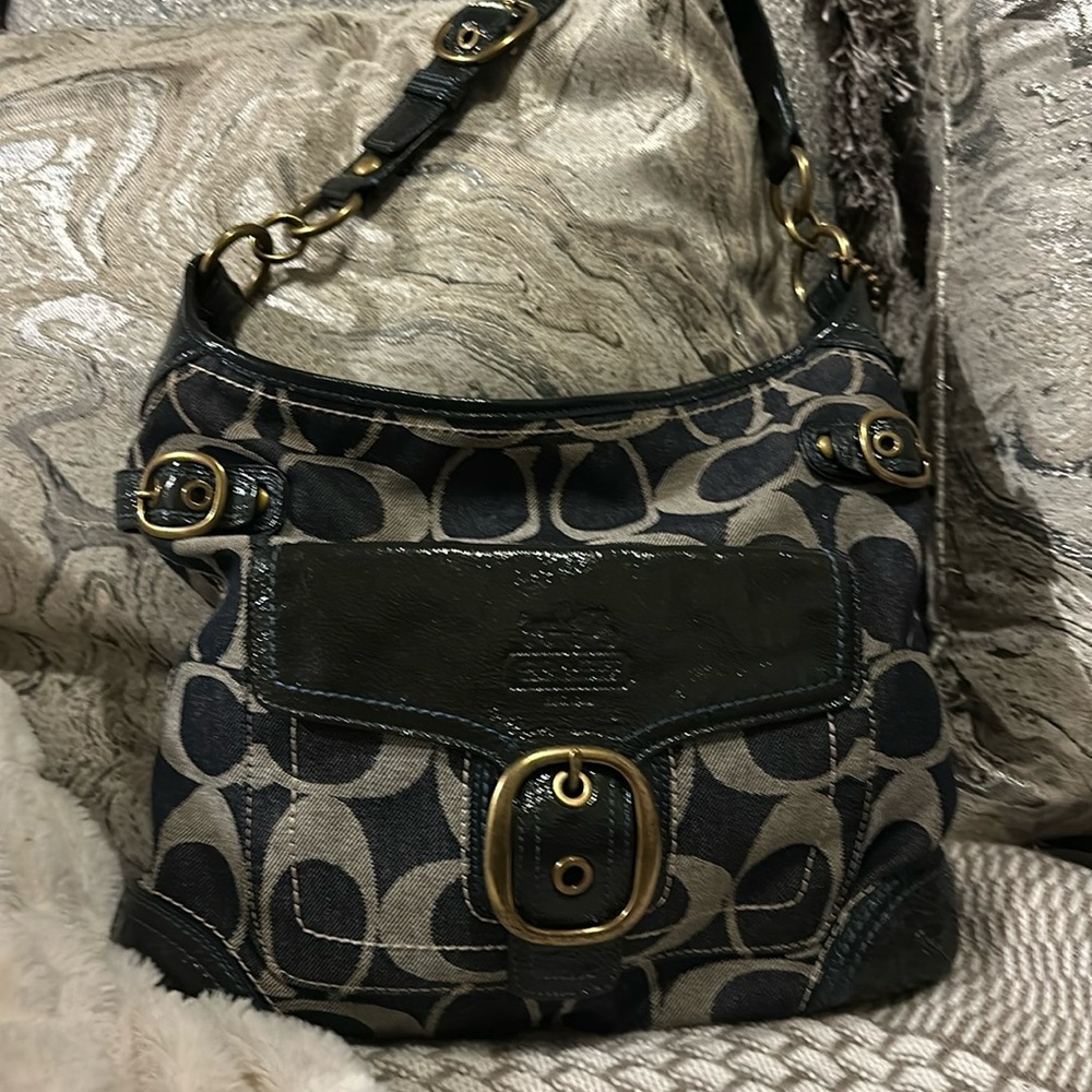 Signature Sufflette denim vintage Coach bag